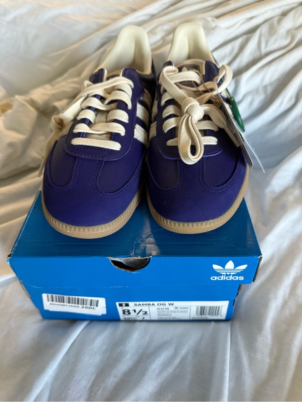 Adidas Samba OG Collegiate Purple and Cream Stripe BNIB Women's 8.5